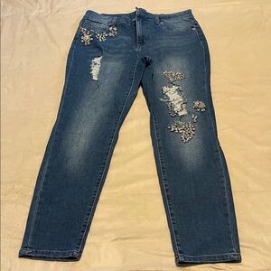 Boston Proper Dark Blue Embellished Skinny Jeans